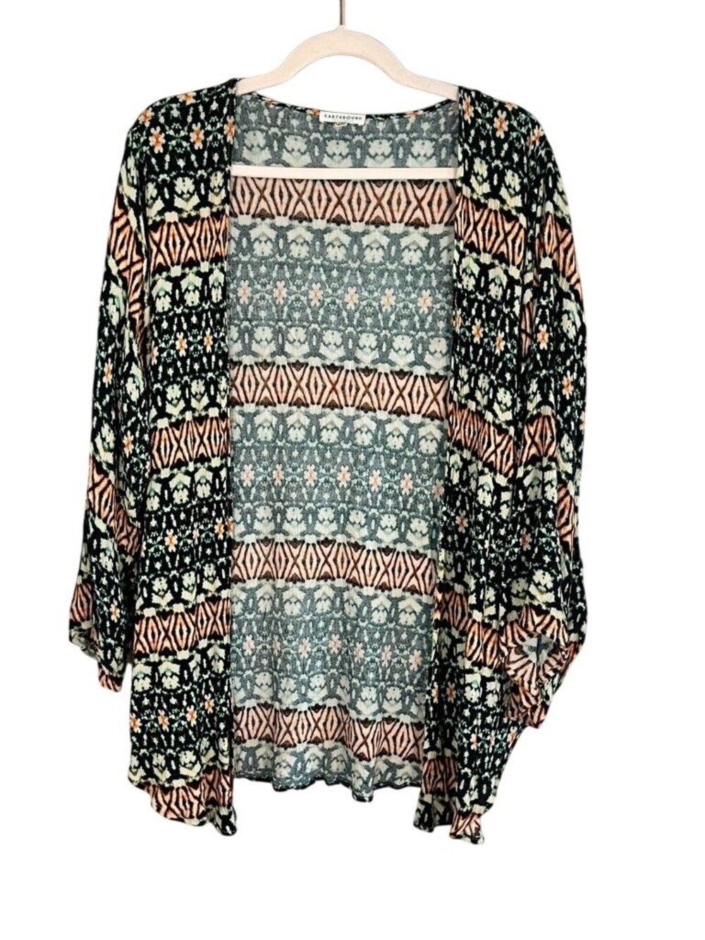 Colorful Floral Chevron Cardigan L Boho Indie Folk Festival Tribal Chic Hippie‎